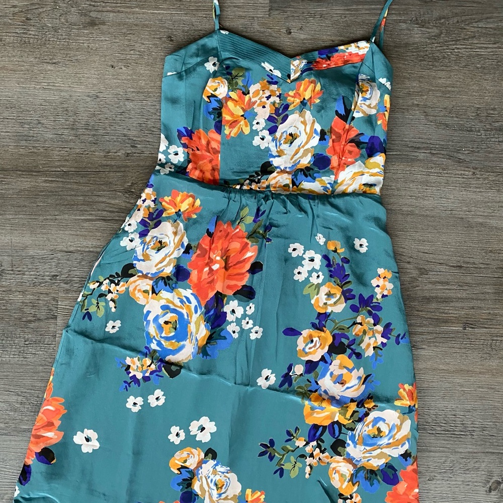 Anthropologie silk patterned floral dress